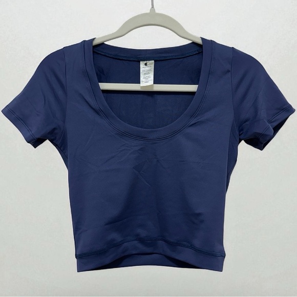 Lotus & Luna Cropped Yin Scoop Neck Top Navy Size S - Picture 3 of 6